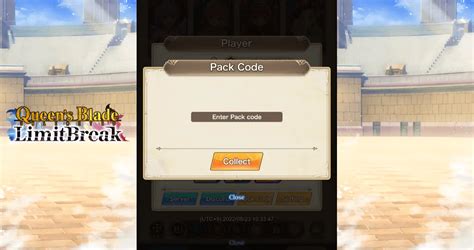 queen's blade limit break pack code